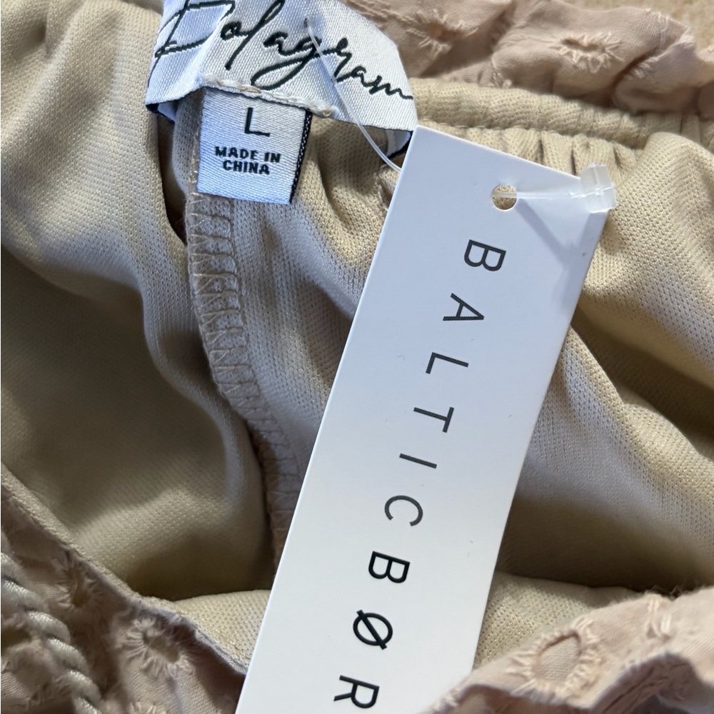 Polagram Beige Eyelet Midi Dress - Picture 2 of 7